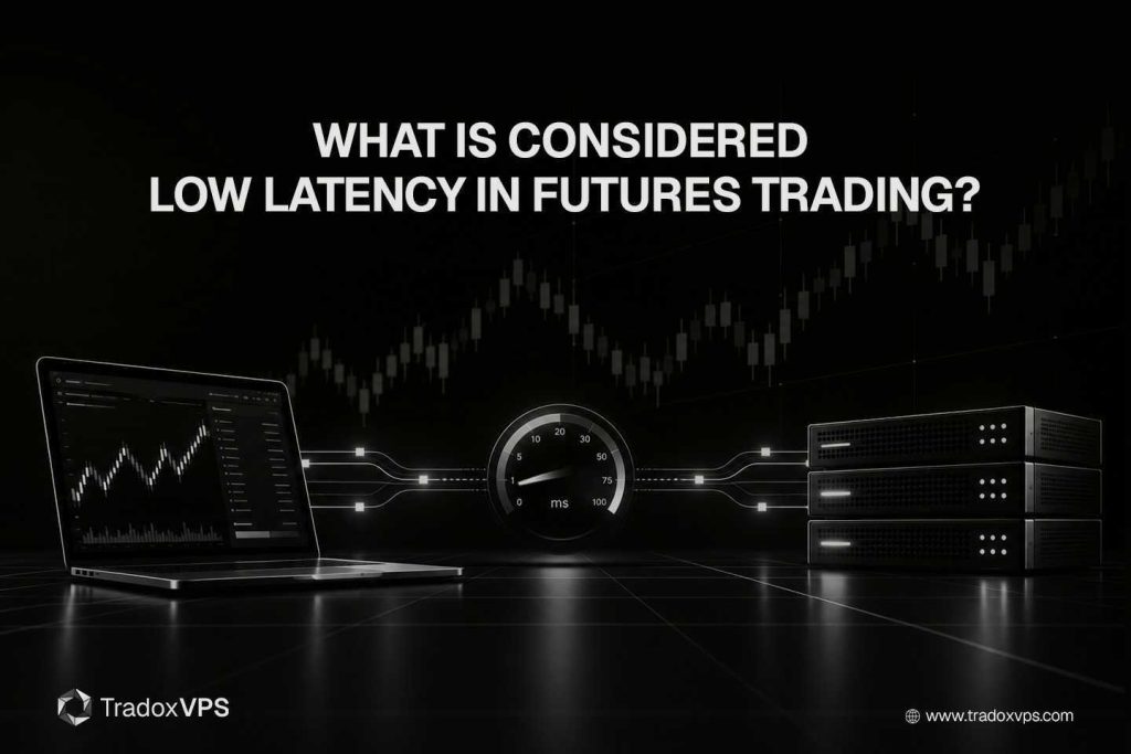 The latency spectrum in futures trading — HFT colocation in microseconds, a proximity VPS at single-digit milliseconds, and home connections at tens to hundreds of milliseconds.