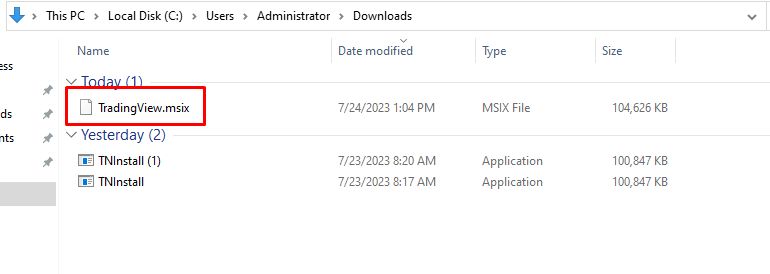 Download TradingView.msix installer