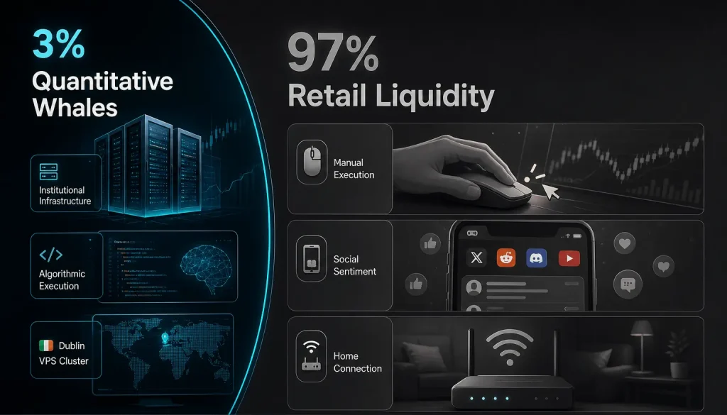 Professional quantitative traders utilize high-performance infrastructure and algorithmic modeling to consistently outperform retail participants
