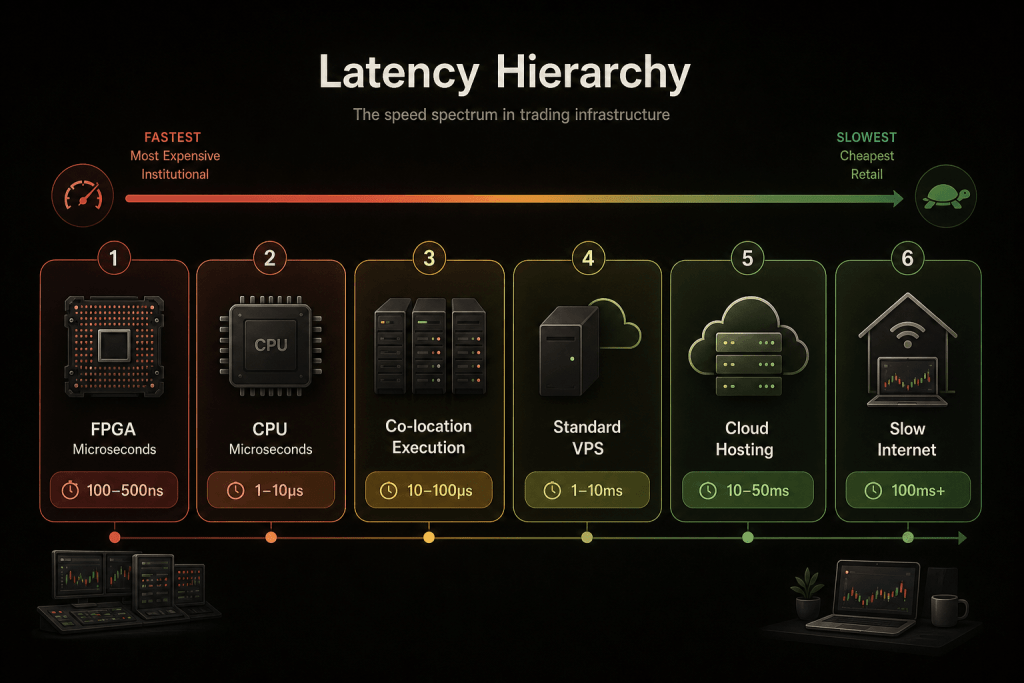 Algorithm comparison: market making, latency arbitrage, momentum, event-driven strategies with latency, capital, and profitability metrics