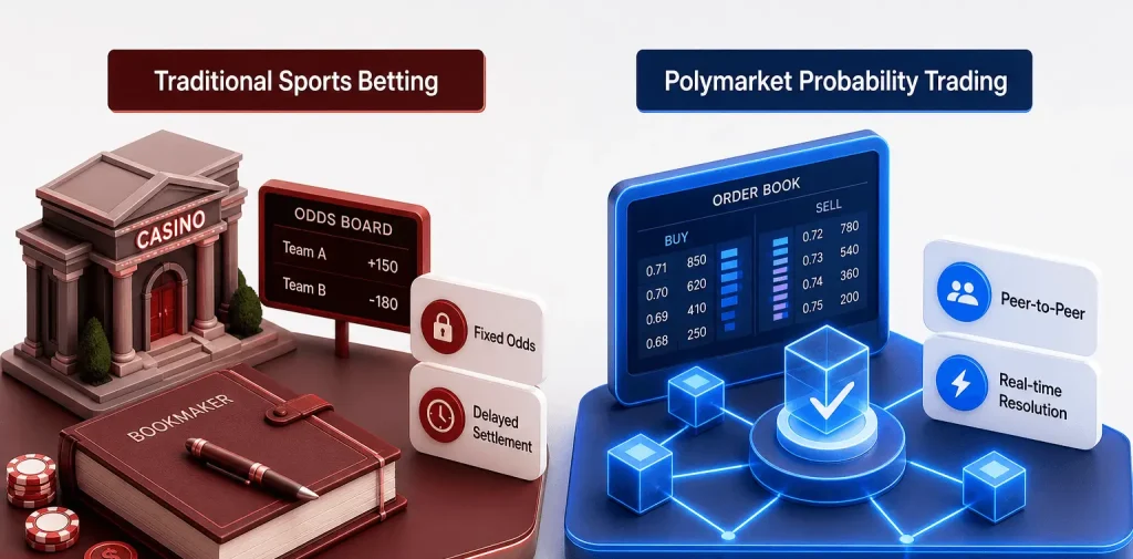 Polymarket transforms the betting model into a tranparent, peer-to-peer probability exchange