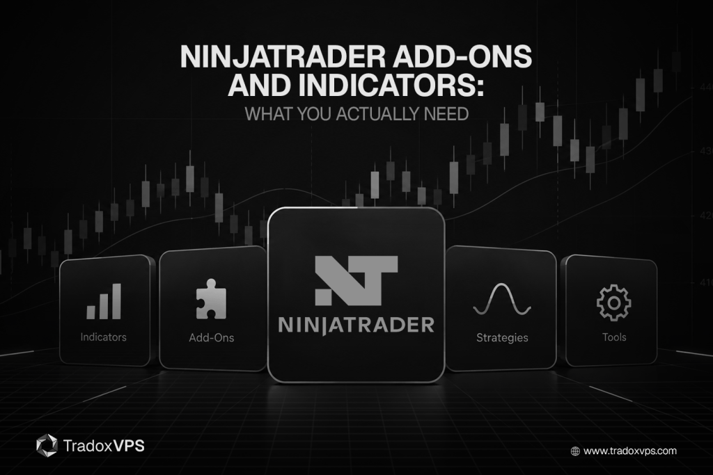NinjaTrader ecosystem organised around execution, automation, order flow, data, risk, review, and hosting.